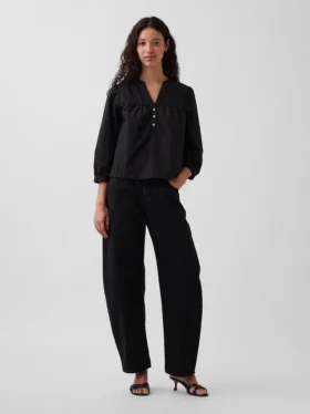 Poplin-Popover-Oberteil