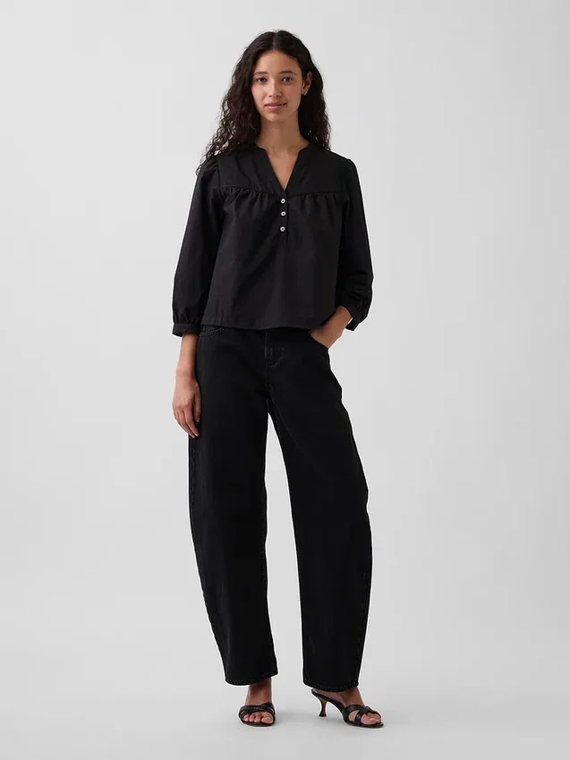 Poplin-Popover-Oberteil