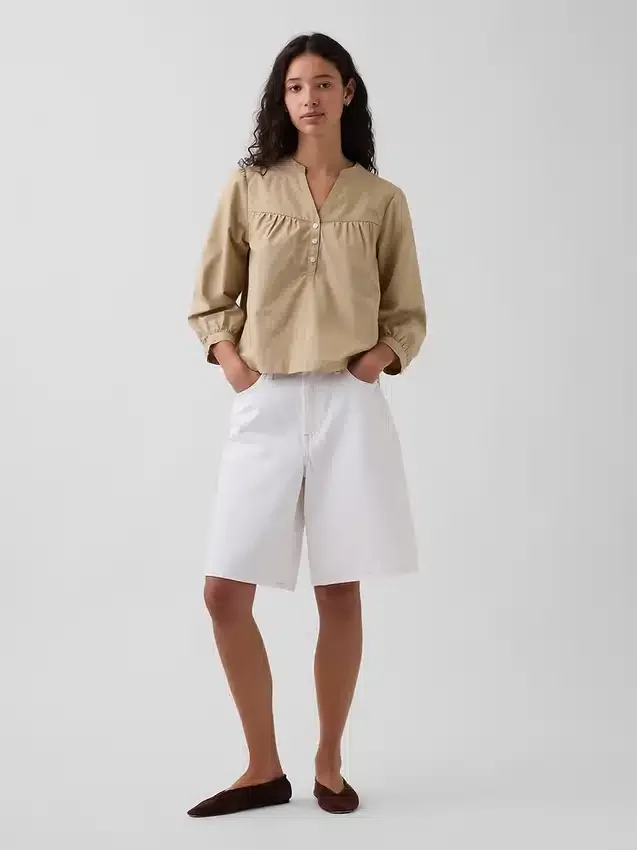 Poplin-Popover-Oberteil