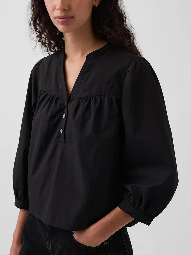 Poplin-Popover-Oberteil