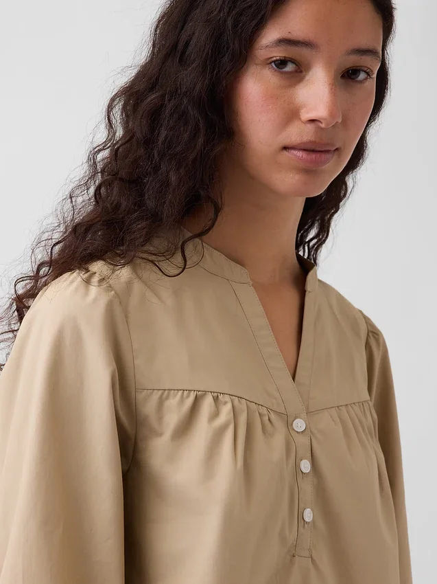 Poplin-Popover-Oberteil