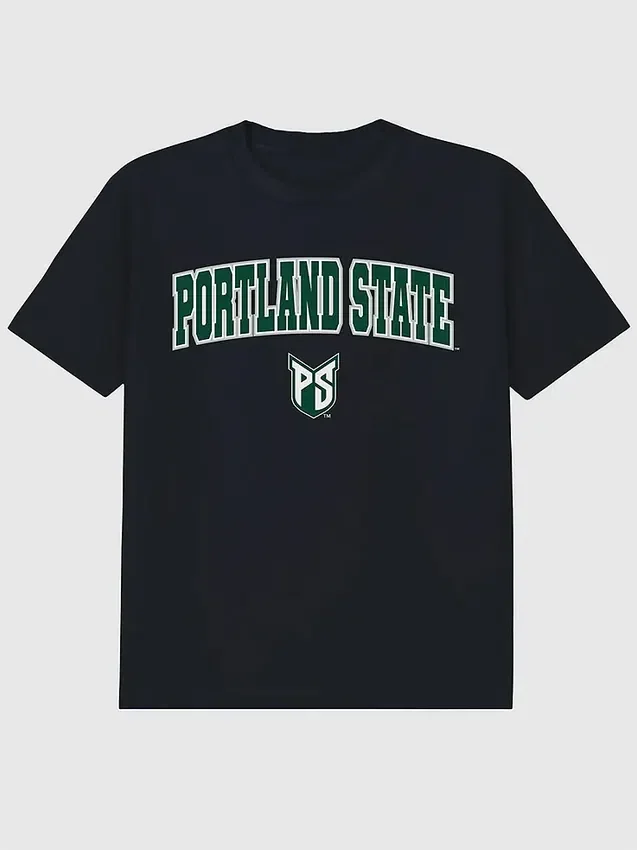 Portland State University – T-Shirt mit schwarzem Arch Logo