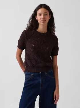 Pullover aus 100 % Baumwolle, gehäkelt