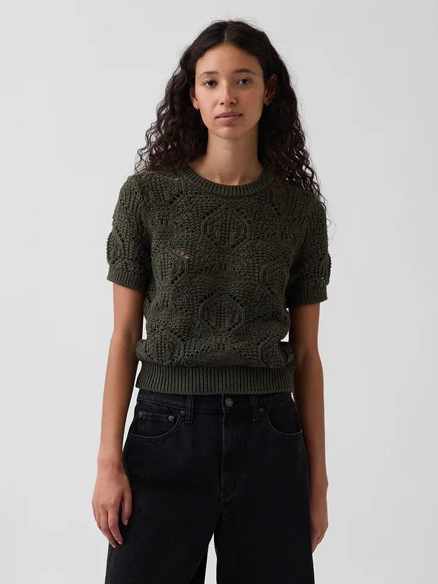 Pullover aus 100 % Baumwolle, gehäkelt