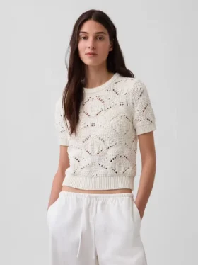 Pullover aus 100 % Baumwolle, gehäkelt