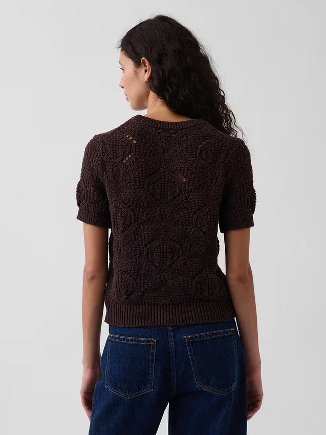 Pullover aus 100 % Baumwolle, gehäkelt