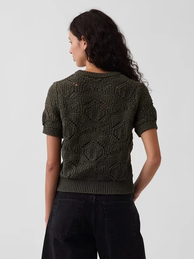 Pullover aus 100 % Baumwolle, gehäkelt