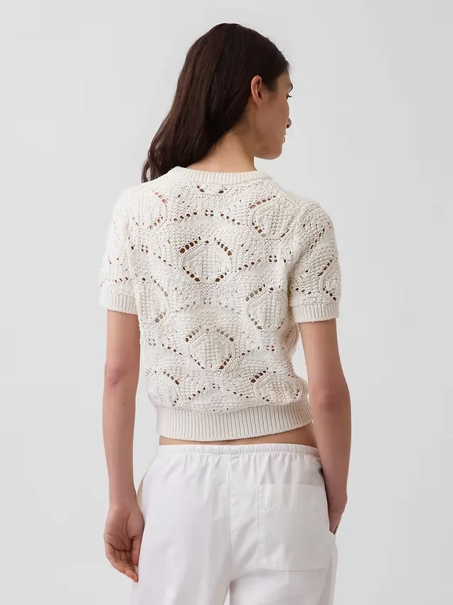 Pullover aus 100 % Baumwolle, gehäkelt