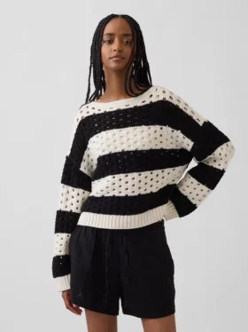 Pullover aus 100 % Baumwolle mit Bootshalsausschnitt