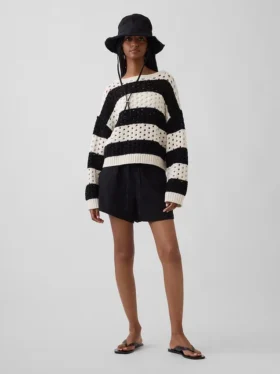 Pullover aus 100 % Baumwolle mit Bootshalsausschnitt