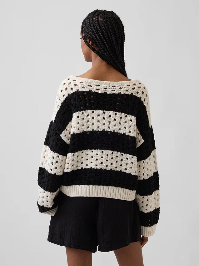 Pullover aus 100 % Baumwolle mit Bootshalsausschnitt