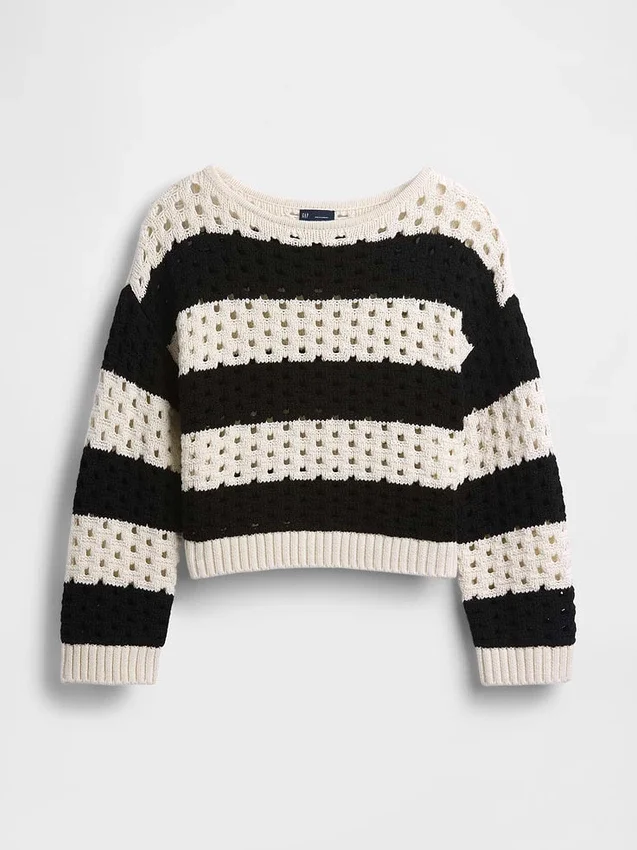 Pullover aus 100 % Baumwolle mit Bootshalsausschnitt