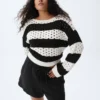 Pullover aus 100 % Baumwolle mit Bootshalsausschnitt