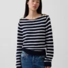 Pullover aus 100 % Baumwolle mit lockerem U-Boot-Ausschnitt