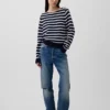 Pullover aus 100 % Baumwolle mit lockerem U-Boot-Ausschnitt