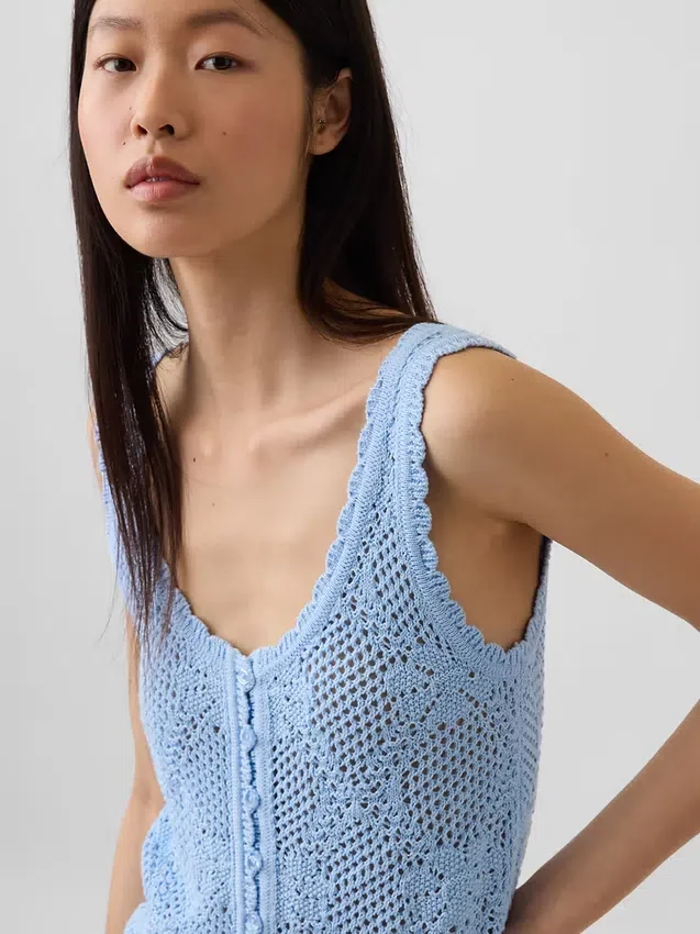 Pullover aus 100 % Baumwolle mit Pointelle-Strick