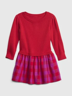 Pullover aus geripptem Strick und verschiedenen Materialien für Kleinkinder