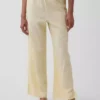 Pyjama-Hose aus Leinenmischung mit Spitzenbesatz