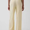Pyjama-Hose aus Leinenmischung mit Spitzenbesatz