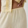Pyjama-Hose aus Leinenmischung mit Spitzenbesatz