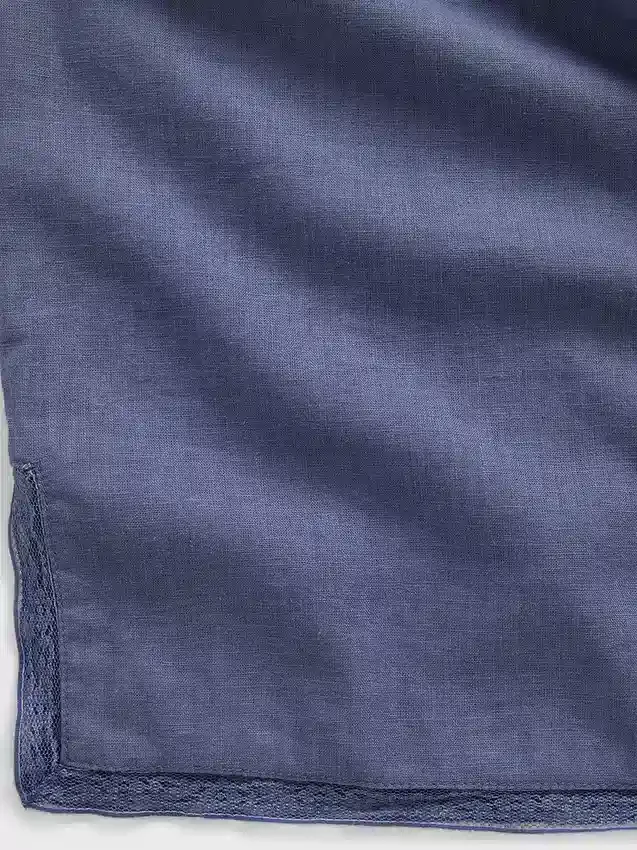 Pyjama-Hose aus Leinenmischung mit Spitzenbesatz