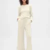 Pyjama-Hose mit weitem Bein im Waffelmuster