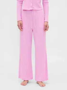 Pyjama-Hose mit weitem Bein im Waffelmuster