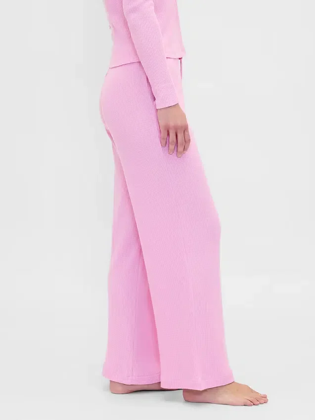 Pyjama-Hose mit weitem Bein im Waffelmuster