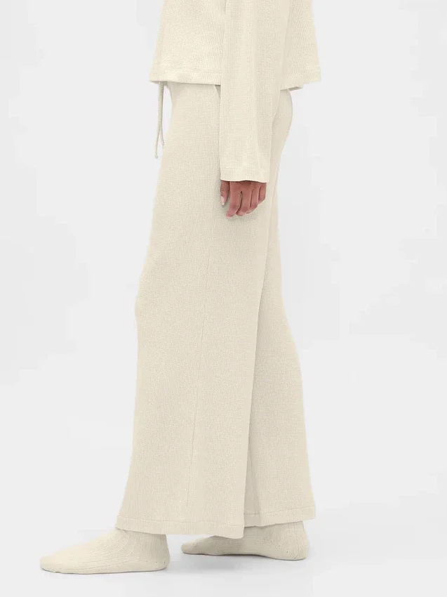 Pyjama-Hose mit weitem Bein im Waffelmuster