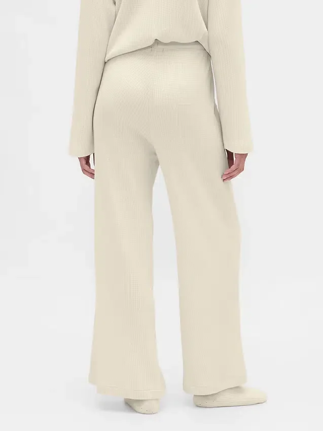 Pyjama-Hose mit weitem Bein im Waffelmuster