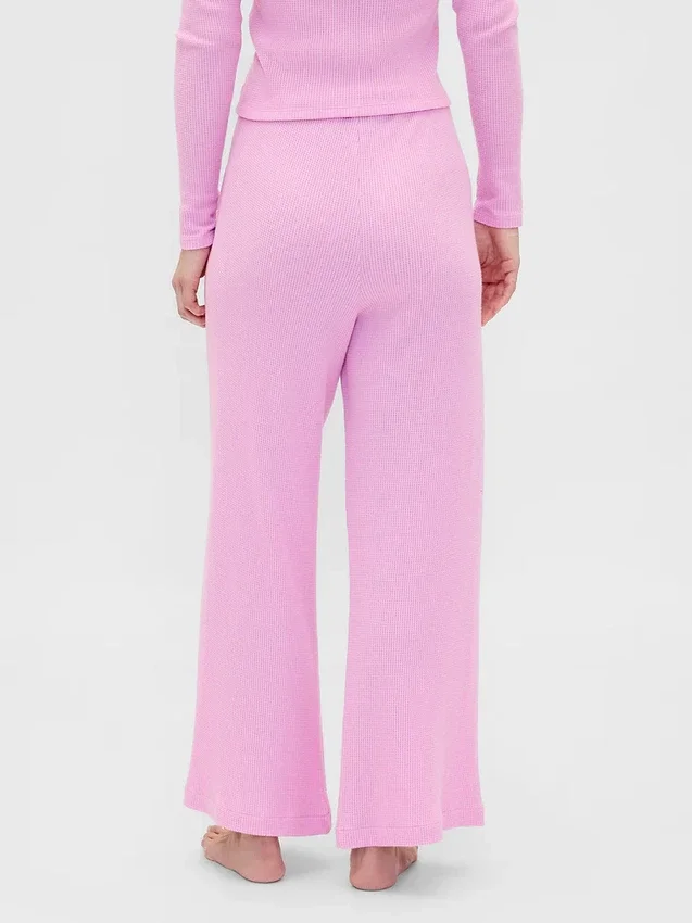 Pyjama-Hose mit weitem Bein im Waffelmuster
