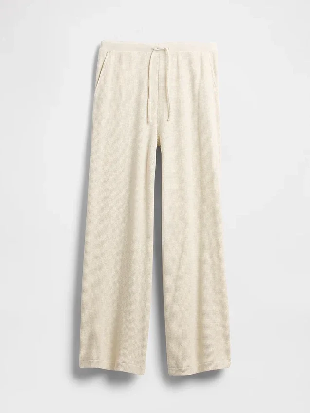 Pyjama-Hose mit weitem Bein im Waffelmuster