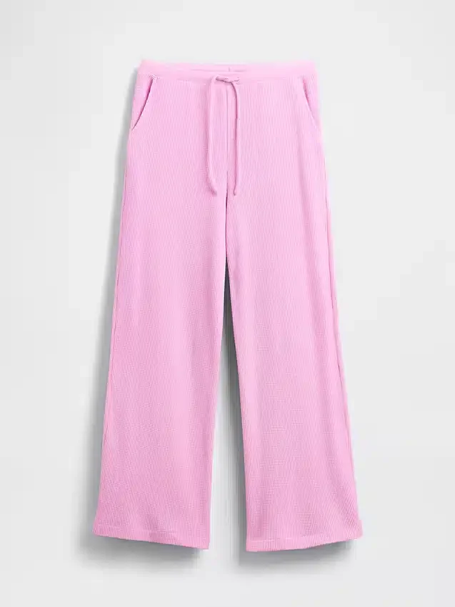 Pyjama-Hose mit weitem Bein im Waffelmuster