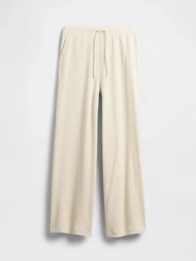 Pyjama-Hose mit weitem Bein im Waffelmuster