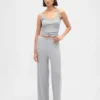Pyjama-Hose mit weitem Bein und Mini-Rippmuster