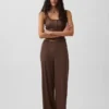 Pyjama-Hose mit weitem Bein und Mini-Rippmuster