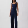 Pyjama-Hose mit weitem Bein und Mini-Rippmuster