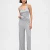 Pyjama-Hose mit weitem Bein und Mini-Rippmuster