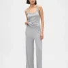 Pyjama-Hose mit weitem Bein und Mini-Rippmuster