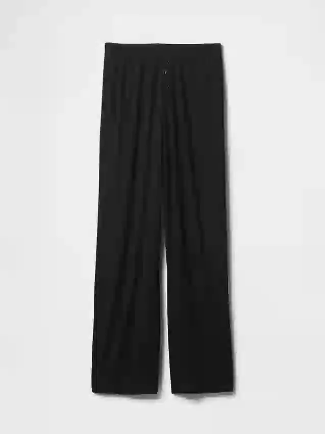 Pyjama-Hose mit weitem Bein und Mini-Rippmuster