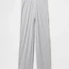 Pyjama-Hose mit weitem Bein und Mini-Rippmuster