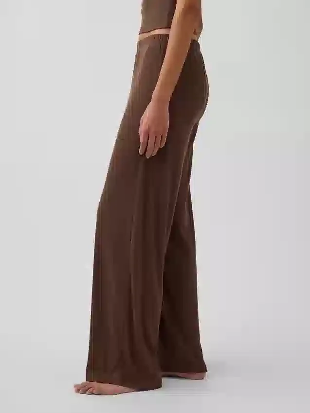Pyjama-Hose mit weitem Bein und Mini-Rippmuster