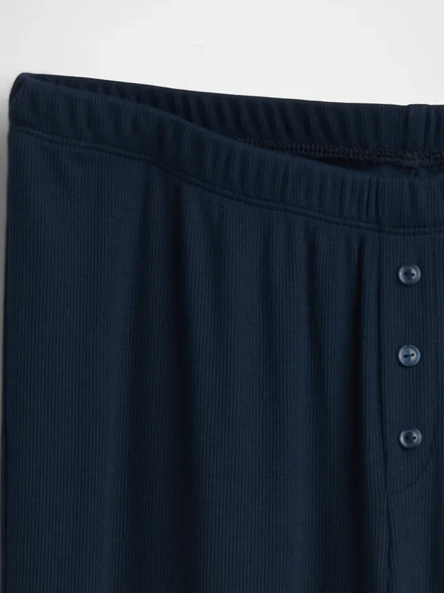 Pyjama-Hose mit weitem Bein und Mini-Rippmuster