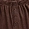 Pyjama-Hose mit weitem Bein und Mini-Rippmuster