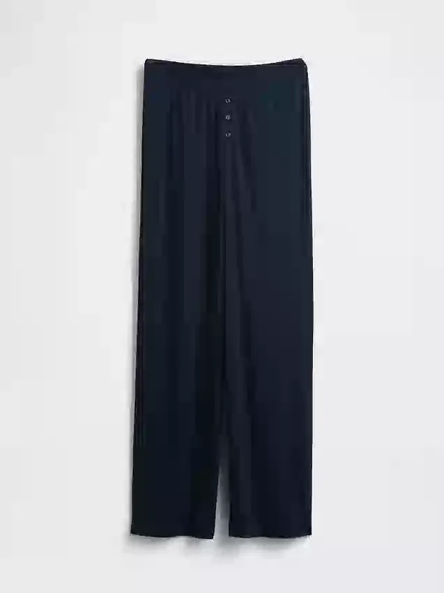 Pyjama-Hose mit weitem Bein und Mini-Rippmuster