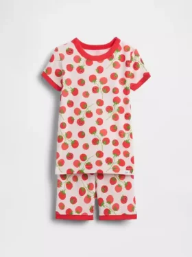Pyjama-Set für Baby & Kleinkind aus gebürsteter Bio-Baumwolle in Tomatentönen
