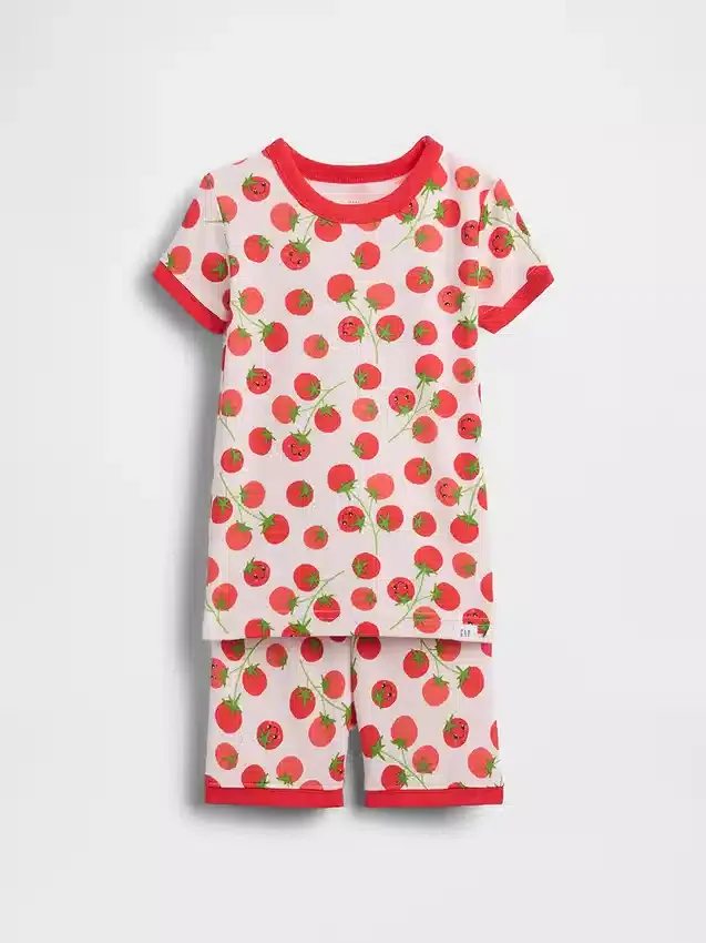 Pyjama-Set für Baby & Kleinkind aus gebürsteter Bio-Baumwolle in Tomatentönen