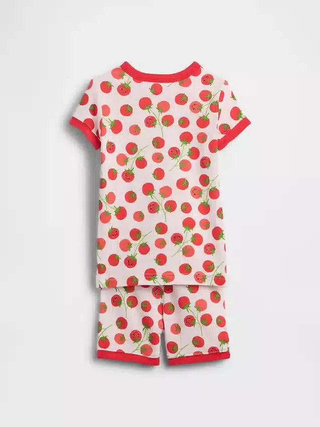 Pyjama-Set für Baby & Kleinkind aus gebürsteter Bio-Baumwolle in Tomatentönen