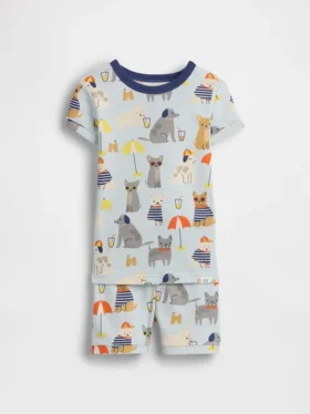 Pyjama-Set für Baby & Kleinkind aus gebürsteter Bio-Baumwolle mit „Beach Dogs“-Motiv