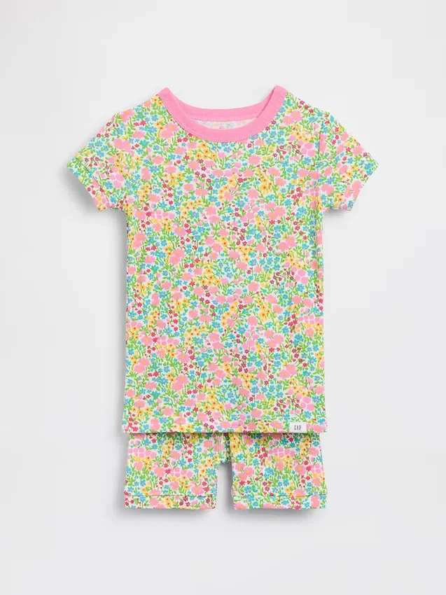 Pyjama-Set für Baby & Kleinkind aus gebürsteter Bio-Baumwolle mit Blumenmuster